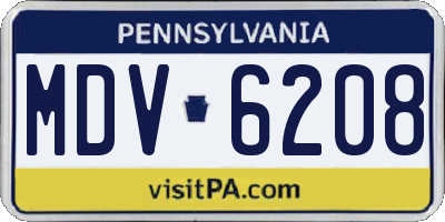 PA license plate MDV6208