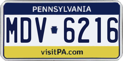 PA license plate MDV6216