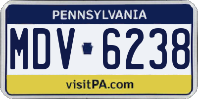 PA license plate MDV6238