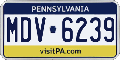PA license plate MDV6239
