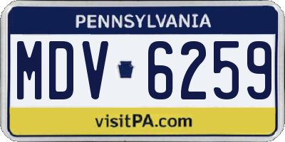 PA license plate MDV6259