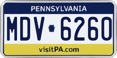 PA license plate MDV6260