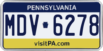 PA license plate MDV6278
