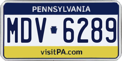 PA license plate MDV6289