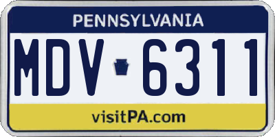 PA license plate MDV6311