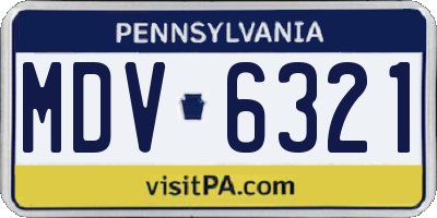PA license plate MDV6321