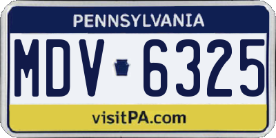 PA license plate MDV6325
