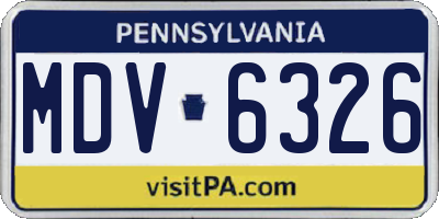 PA license plate MDV6326