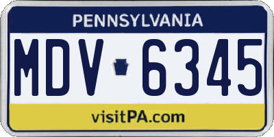 PA license plate MDV6345
