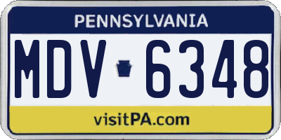 PA license plate MDV6348