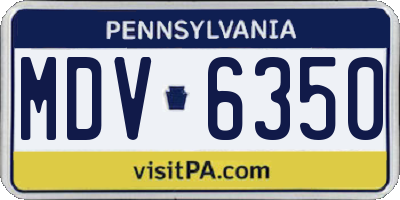 PA license plate MDV6350