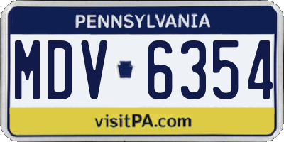 PA license plate MDV6354