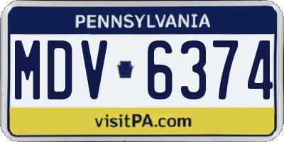 PA license plate MDV6374
