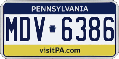 PA license plate MDV6386