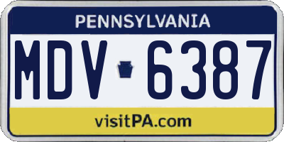 PA license plate MDV6387