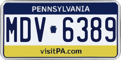 PA license plate MDV6389
