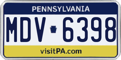PA license plate MDV6398
