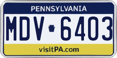 PA license plate MDV6403