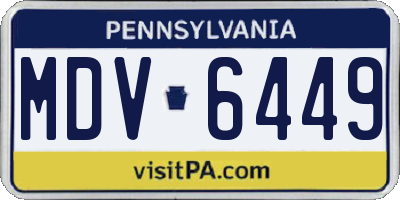 PA license plate MDV6449