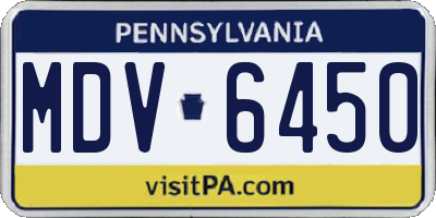 PA license plate MDV6450