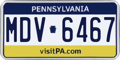 PA license plate MDV6467