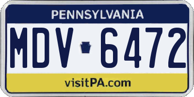 PA license plate MDV6472