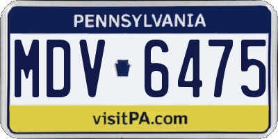 PA license plate MDV6475