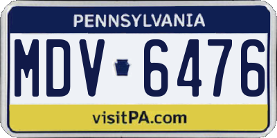 PA license plate MDV6476