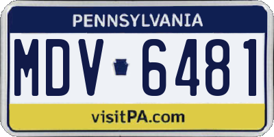 PA license plate MDV6481