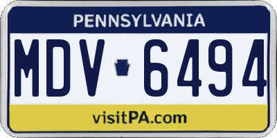 PA license plate MDV6494