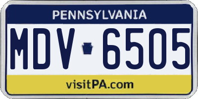 PA license plate MDV6505