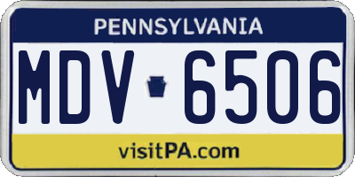 PA license plate MDV6506