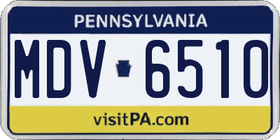 PA license plate MDV6510