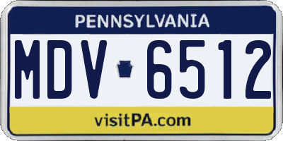 PA license plate MDV6512