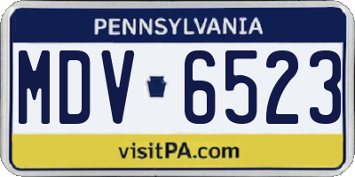 PA license plate MDV6523