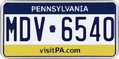 PA license plate MDV6540