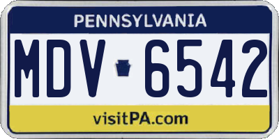 PA license plate MDV6542