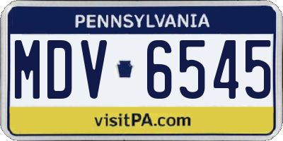 PA license plate MDV6545