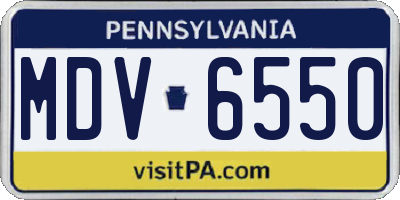 PA license plate MDV6550