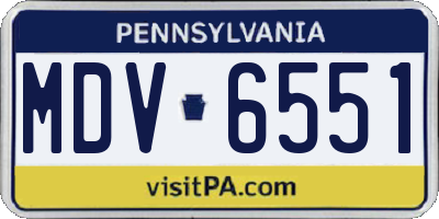 PA license plate MDV6551