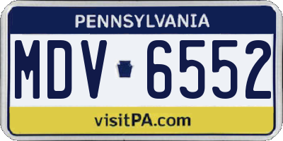 PA license plate MDV6552
