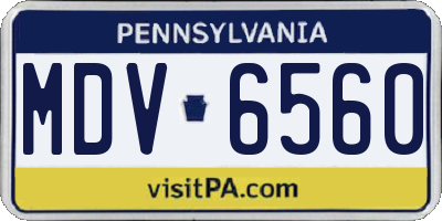 PA license plate MDV6560