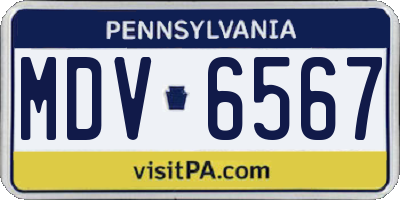 PA license plate MDV6567