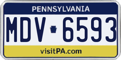 PA license plate MDV6593
