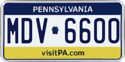 PA license plate MDV6600
