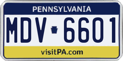 PA license plate MDV6601