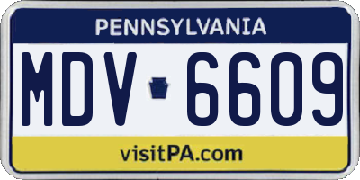 PA license plate MDV6609