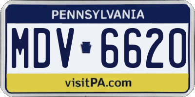 PA license plate MDV6620