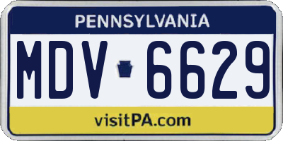 PA license plate MDV6629