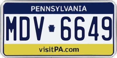 PA license plate MDV6649